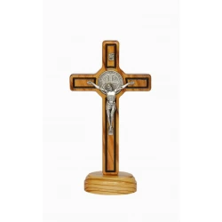 Krzyż stojący z drzewa oliwnego 15,5 cm + pudełko